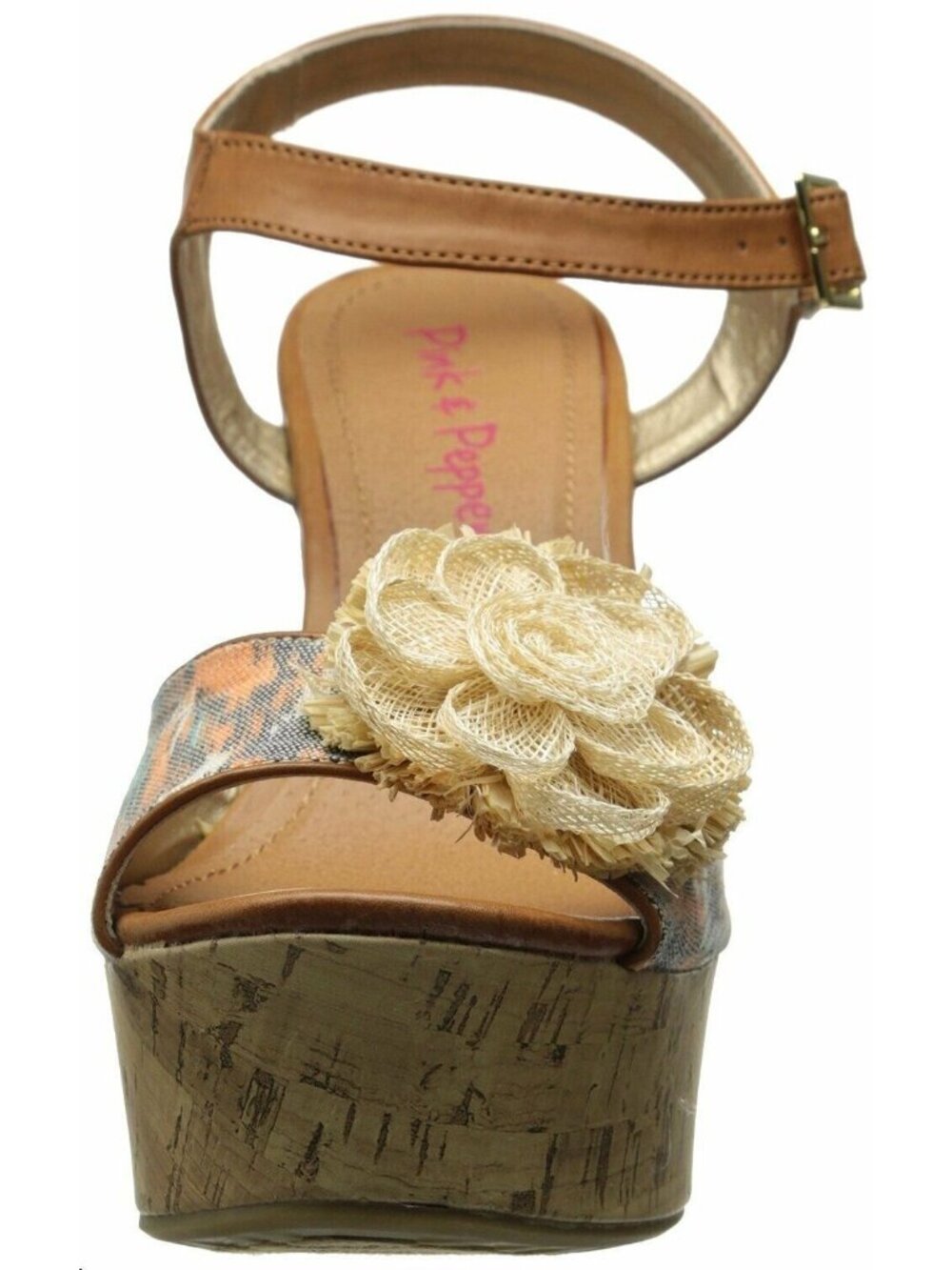 Pink & Pepper Wedge Shoes 8.5 Orange Sand Dune Women's New In Box - Picture 7 of 8